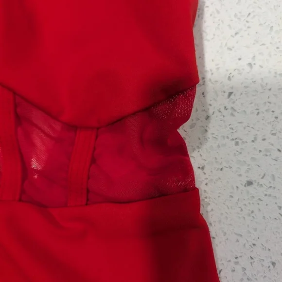 CUTE 5dancewear Five 5 YXL Extra large Gymnastics Dance Leotard CHRISTMAS RED - Picture 7 of 13